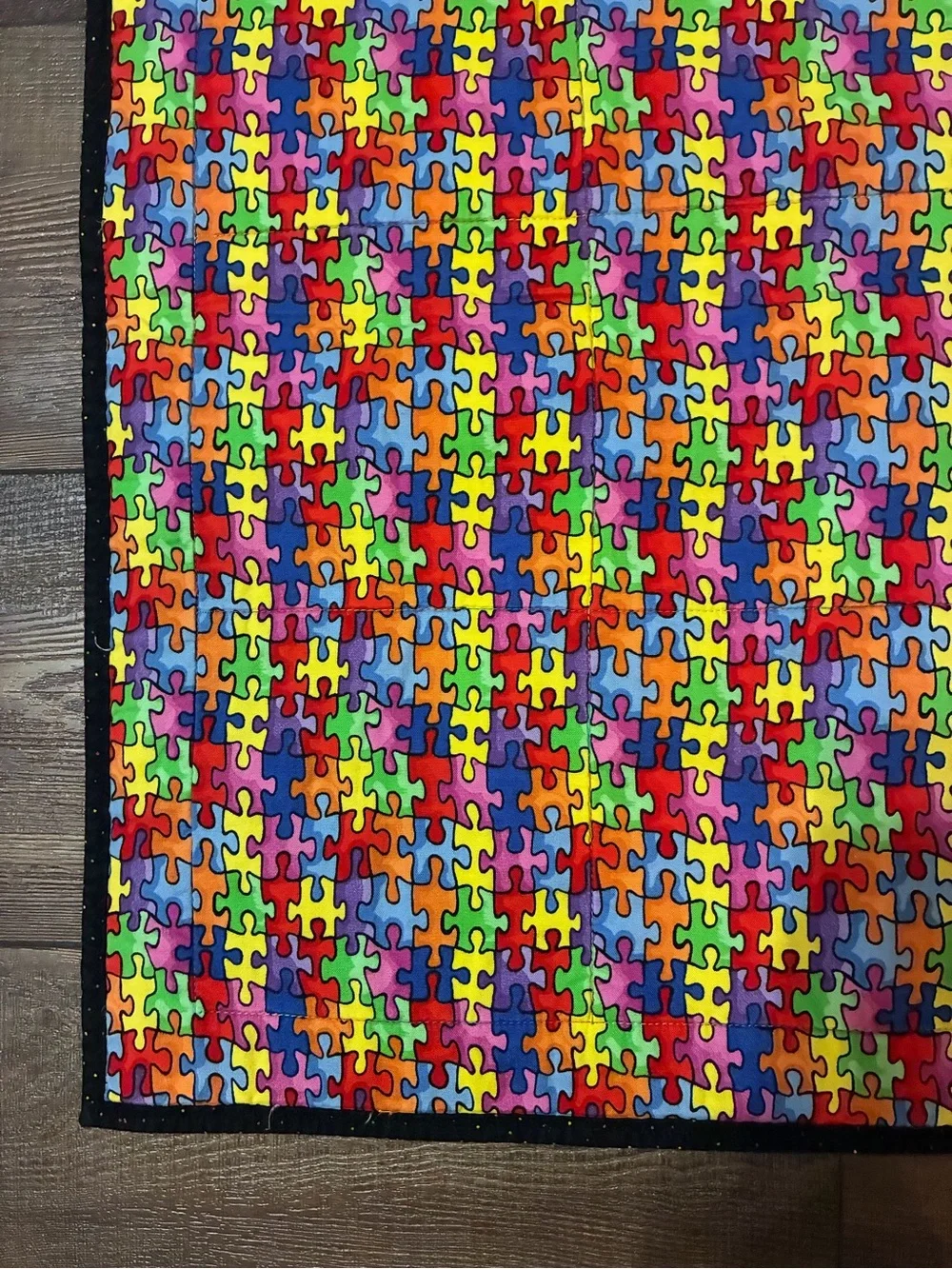 Like New Colorful Puzzle Piece Handmade Quilt